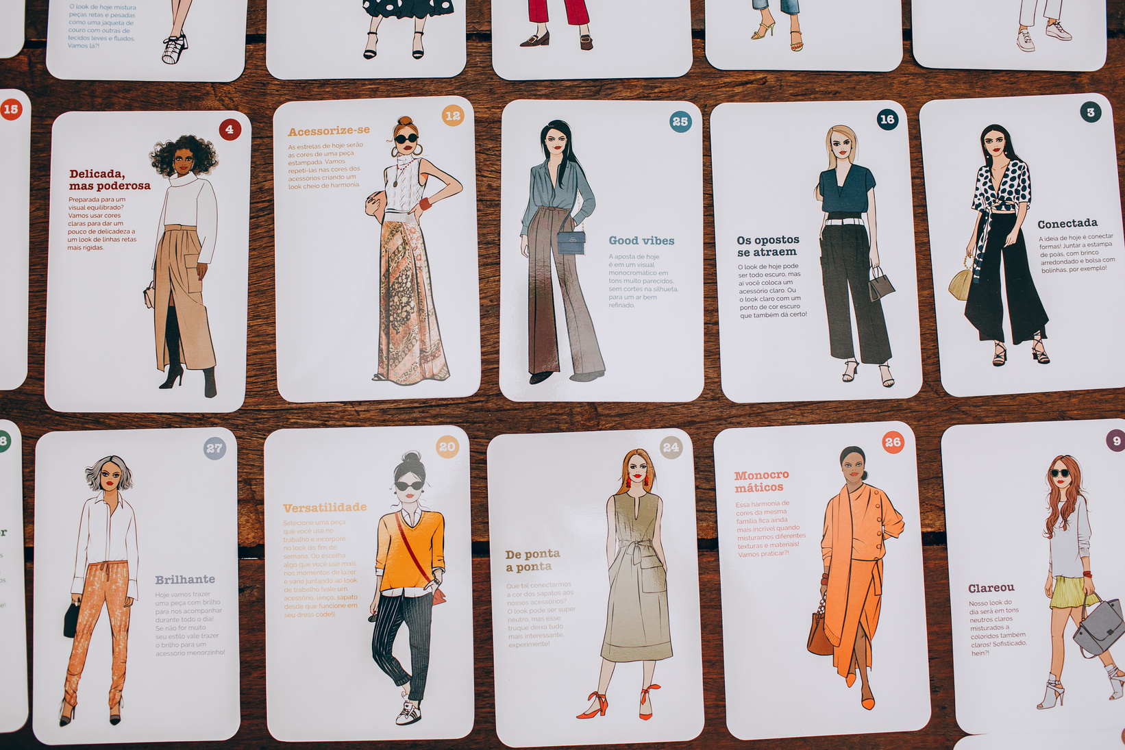 Cards with Fashion Illustrations on Table