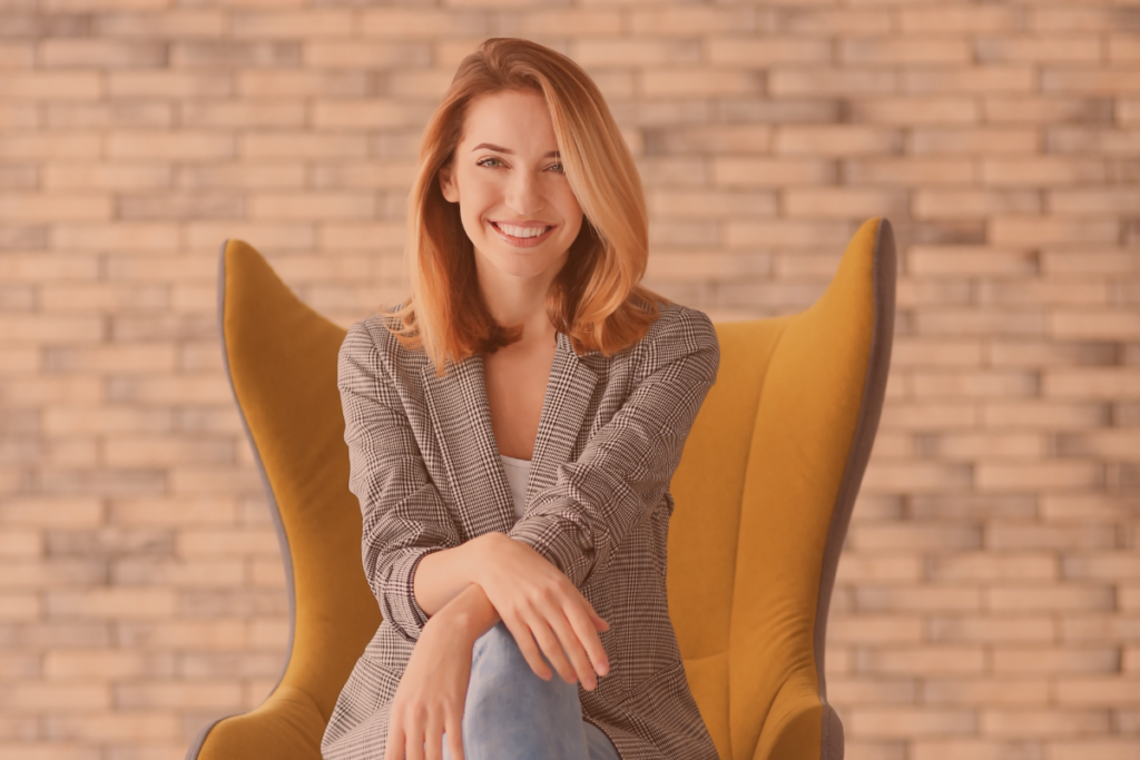 Stylish midlife woman happy Cindy Blakely at MsBstyling.com