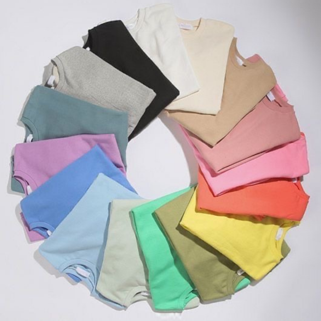 array of colorful t-shirts